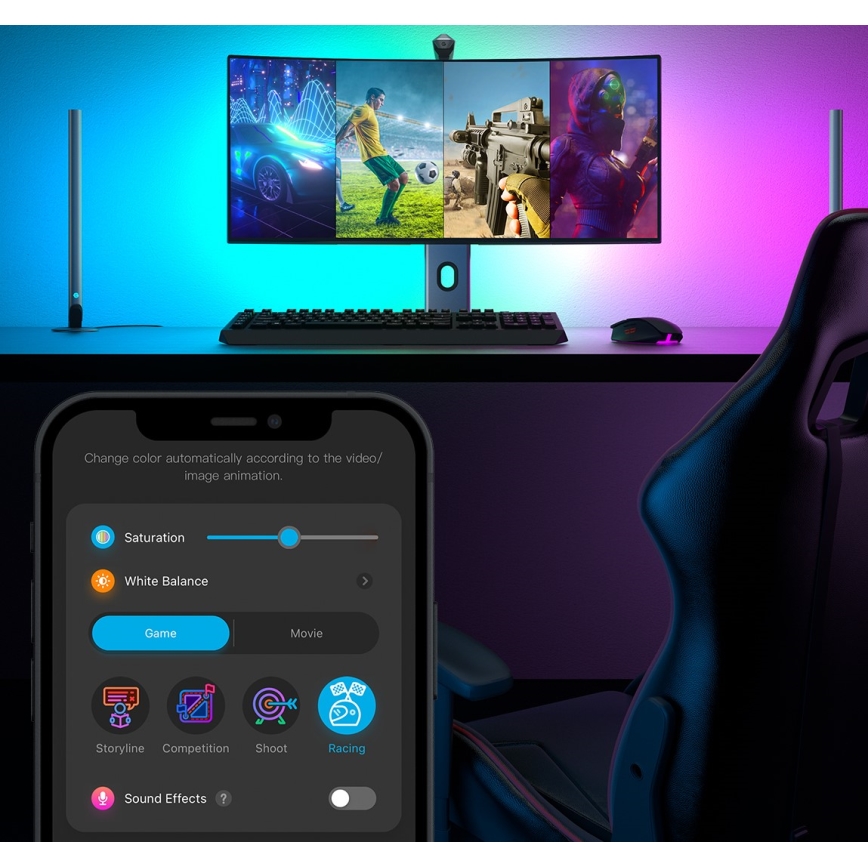 Govee - Dreamview G1 Inteligentne LED RGBIC oświetlenie monitora 27-34" Wi-Fi