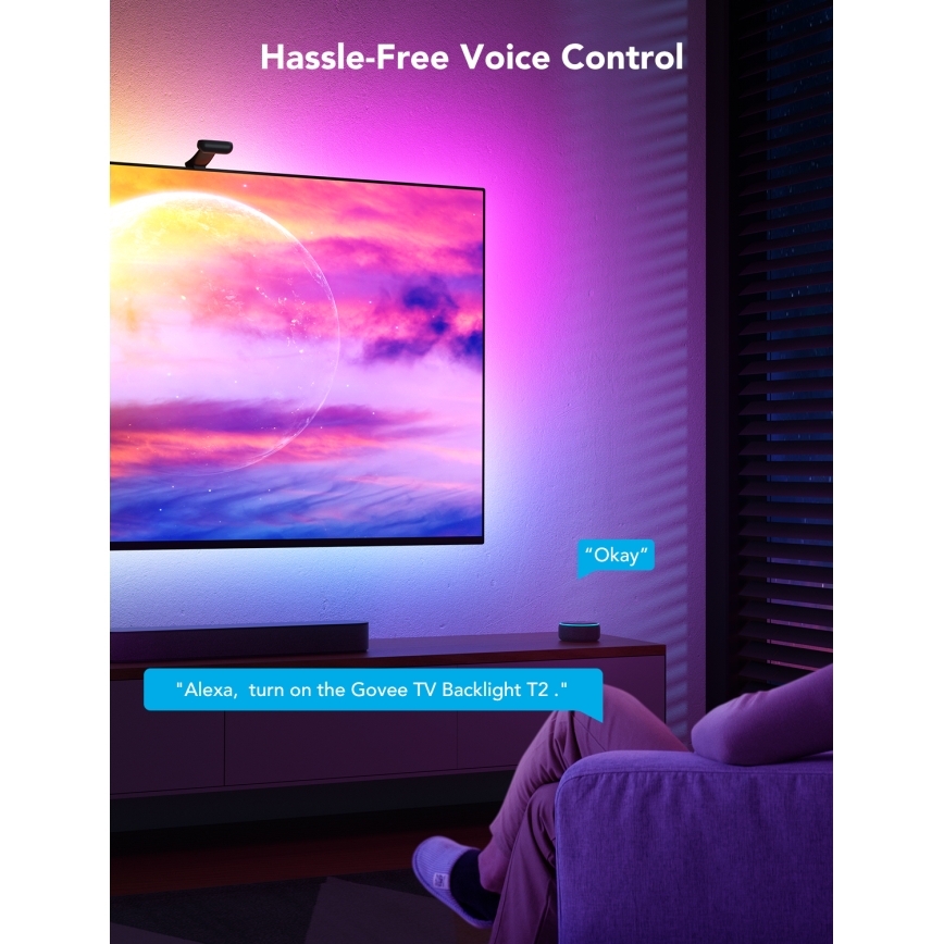 Govee - DreamView T2 DUAL TV 75-85 inteligentne podświetlenie LED RGBIC z Wi-Fi i pilotem