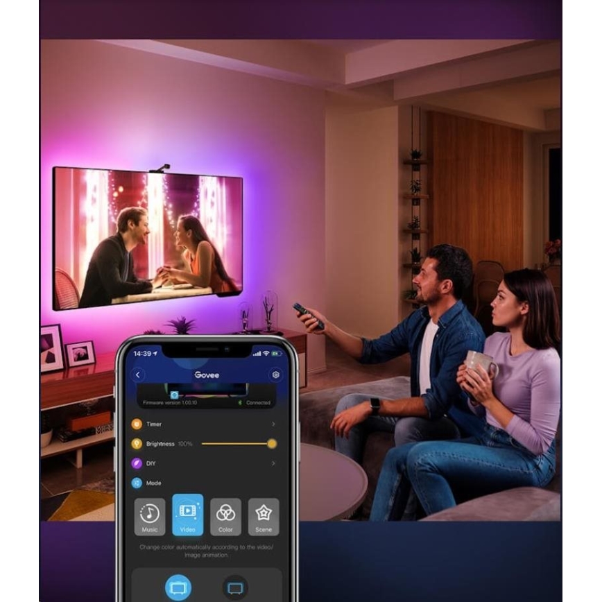 Govee - DreamView TV 75-85" SMART LED podświetlenie RGBIC Wi-Fi + pilot zdalnego sterowania