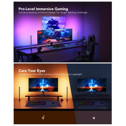 Govee - Inteligentne gamingowe panele LED z Wi‑Fi + Smart Dual sterownik, kolor biały