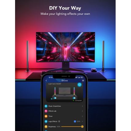 Govee - Inteligentne gamingowe panele LED z Wi‑Fi + Smart Dual sterownik, kolor biały