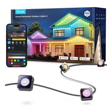 Govee - łańcuch reflektorów LED RGBIC 30 m, Wi‑Fi, zgodność z Matter, IP67