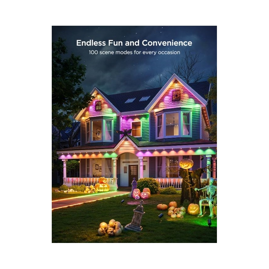 Govee - łańcuch reflektorów LED RGBIC 30 m, Wi‑Fi, zgodność z Matter, IP67