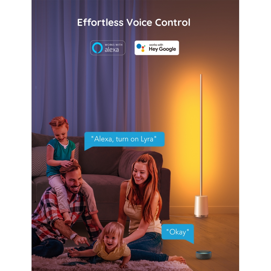 Govee - LED Lampa podłogowa ściemnialna Lyra Smart RGBICWW 2200-6500K Wi-Fi + zdalne sterowanie