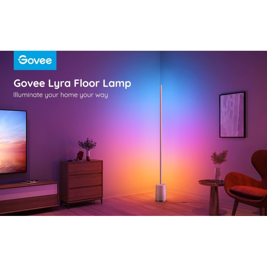 Govee - LED Lampa podłogowa ściemnialna Lyra Smart RGBICWW 2200-6500K Wi-Fi + zdalne sterowanie