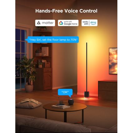 Govee - LED Lampa podłogowa ściemnialna Smart MATTER LED RGBICWW 2200-6500K Wi-Fi + zdalne sterowanie