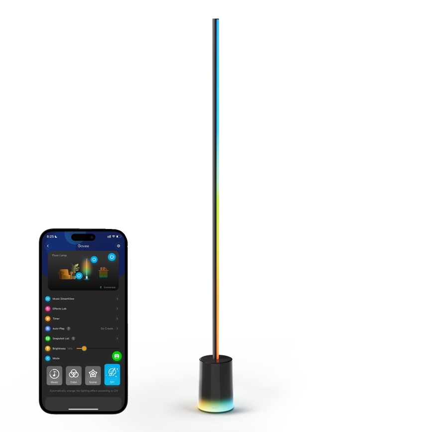 Govee - LED Lampa podłogowa ściemnialna Smart MATTER LED RGBICWW 2200-6500K Wi-Fi + zdalne sterowanie