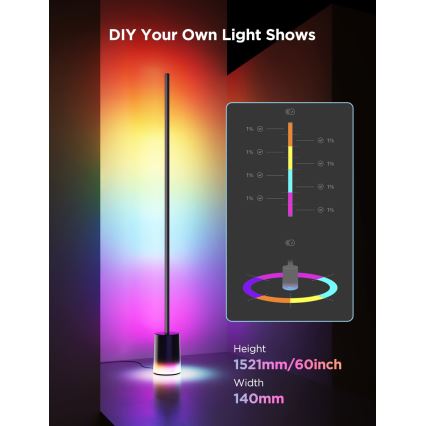 Govee - LED Lampa podłogowa ściemnialna Smart MATTER LED RGBICWW 2200-6500K Wi-Fi + zdalne sterowanie