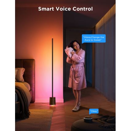 Govee - LED Lampa podłogowa ściemnialna z głośnikiem Pro RGBICWW 2200-6500K Wi-Fi + zdalne sterowanie