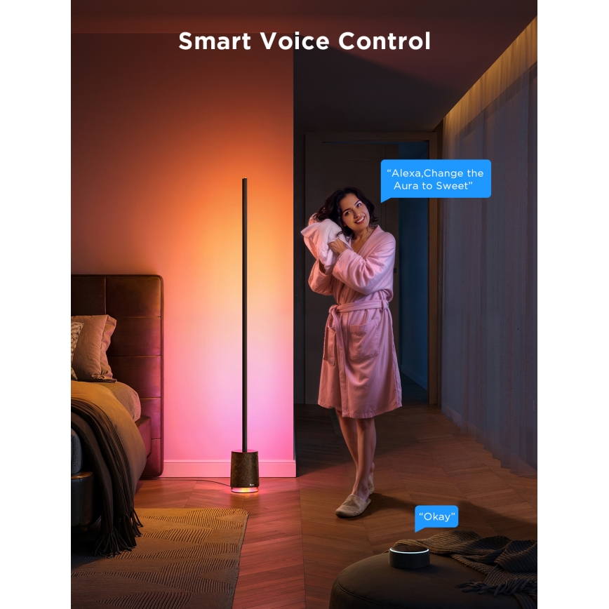 Govee - LED Lampa podłogowa ściemnialna z głośnikiem Pro RGBICWW 2200-6500K Wi-Fi + zdalne sterowanie