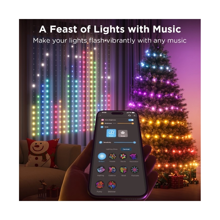 Govee - LED RGB Ściemnialny zewn. ozdobny łańcuch LED/15W/230V IP65 Wi-Fi