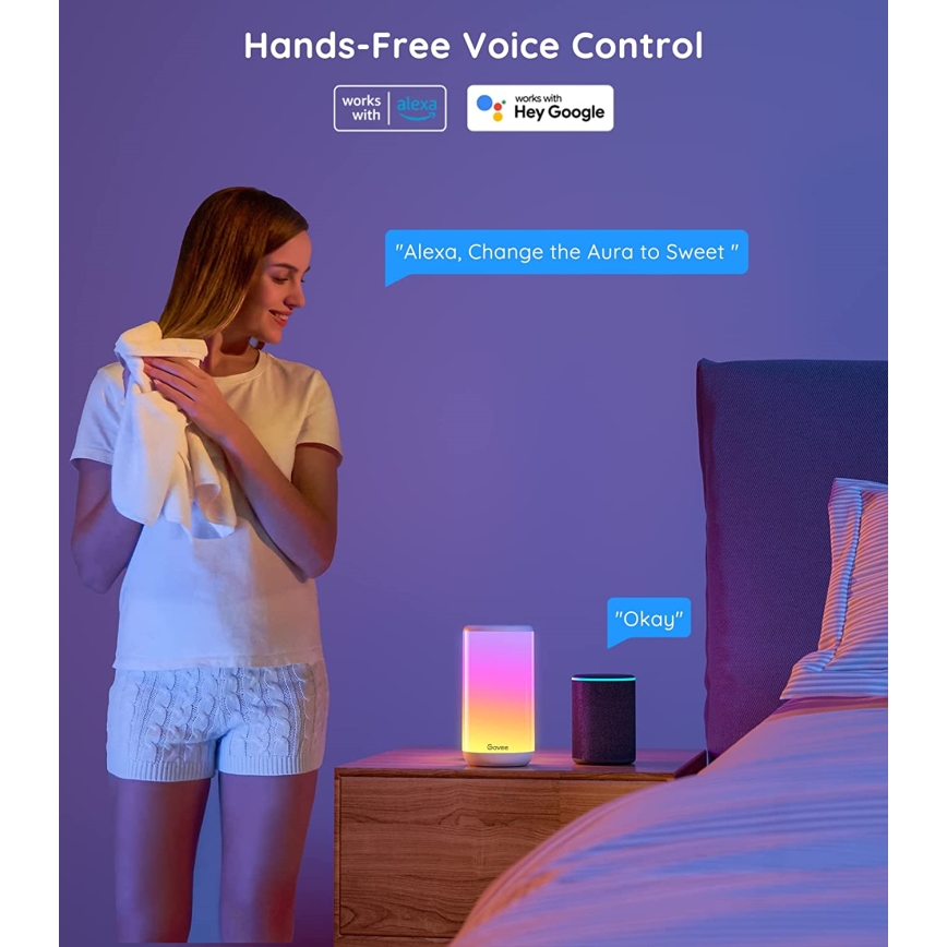 Govee - LED RGBIC Lampa ściemnialna stołowa AURA 2 2200-6500K Wi-Fi Matter