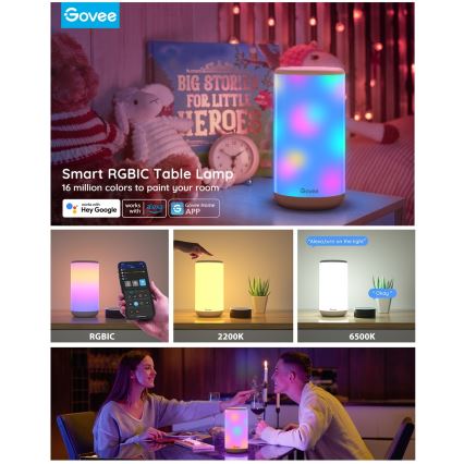 Govee - LED RGBIC Lampa ściemnialna stołowa AURA 2 2200-6500K Wi-Fi Matter