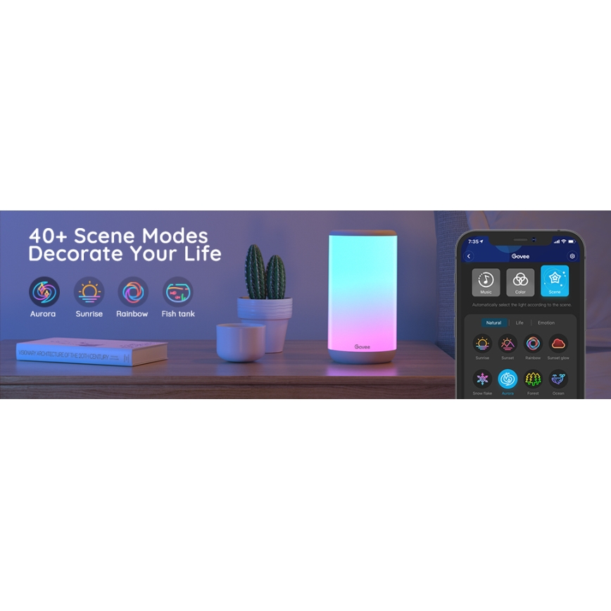 Govee - LED RGBIC Lampa ściemnialna stołowa AURA 2 2200-6500K Wi-Fi Matter