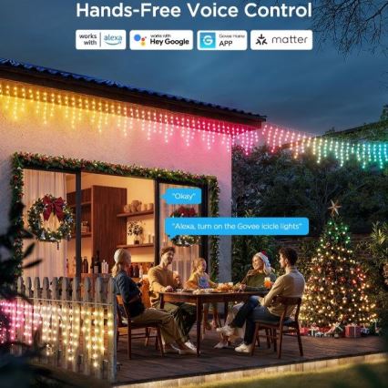 Govee - LED RGBIC Łańuch zewnetrzy Smart sople 10m Wi-Fi Matter IP65