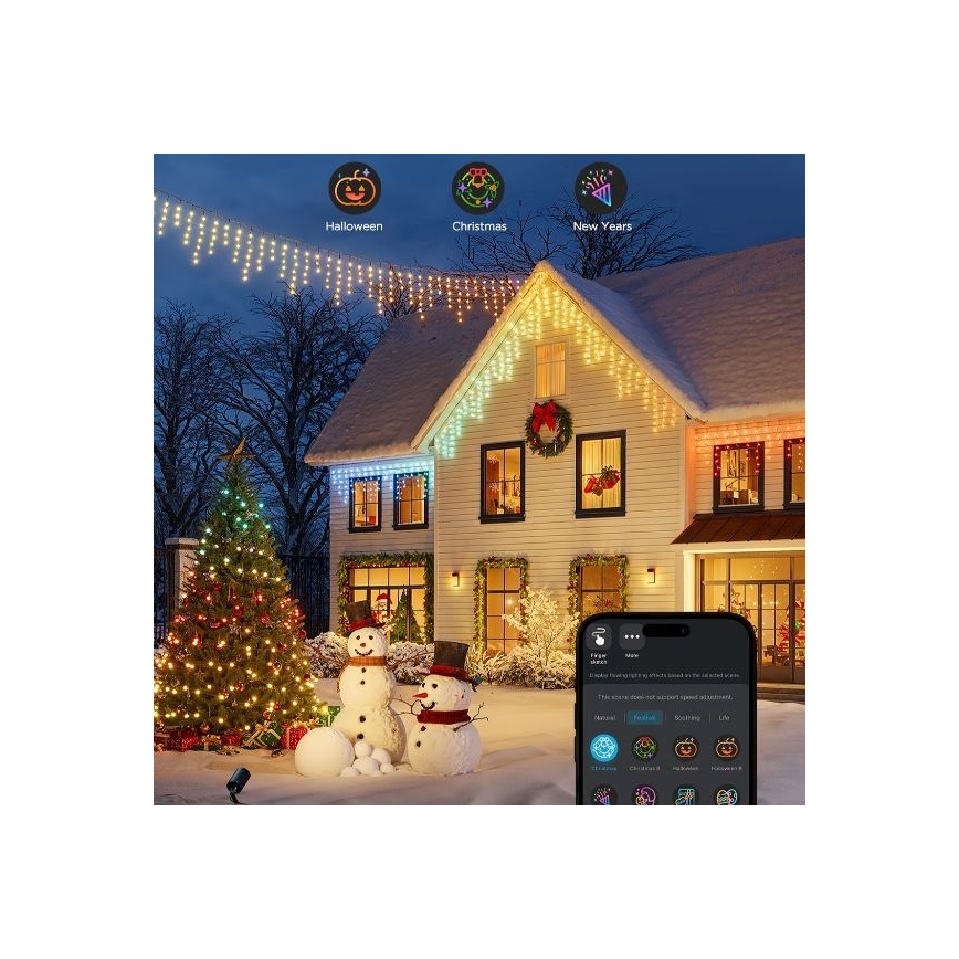 Govee - LED RGBIC Łańuch zewnetrzy Smart sople 10m Wi-Fi Matter IP65