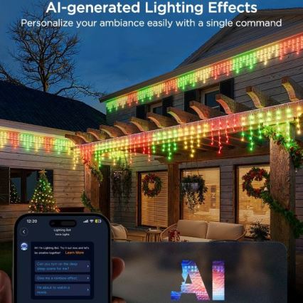 Govee - LED RGBIC Łańuch zewnetrzy Smart sople 10m Wi-Fi Matter IP65