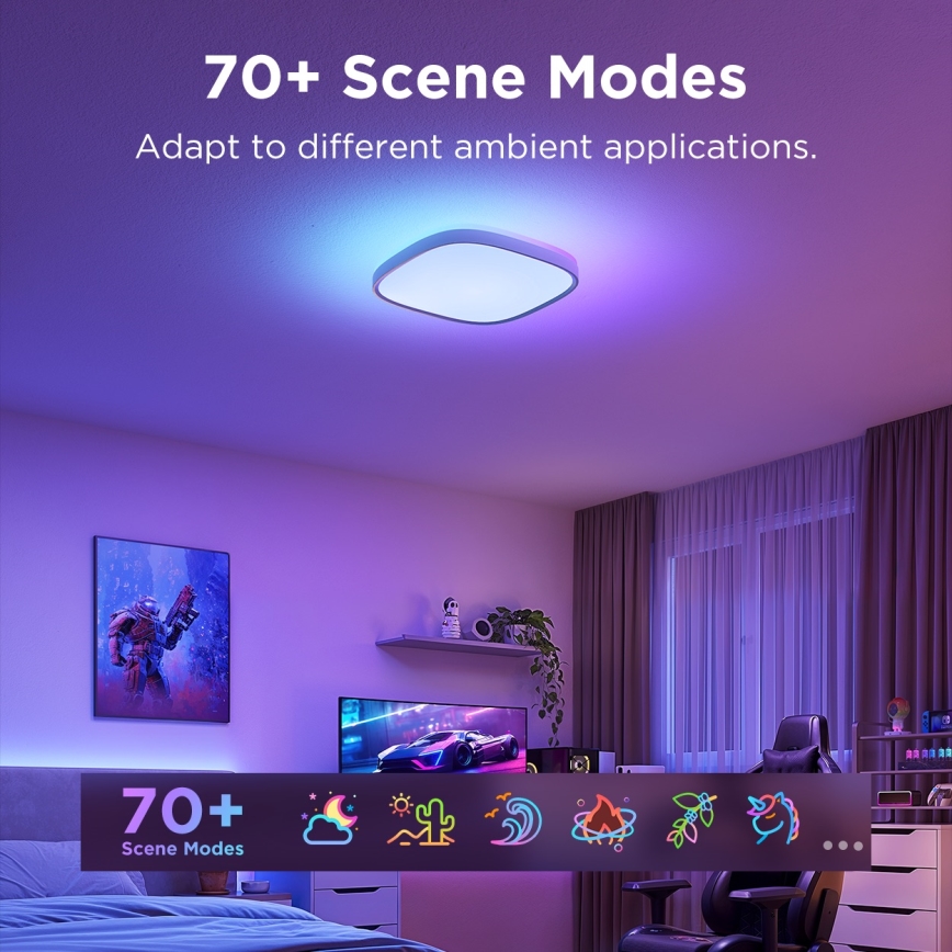 Govee - LED RGBIC Plafon ściemnialny LED/24W/230V 2700-6500K Wi-Fi 30x30 cm