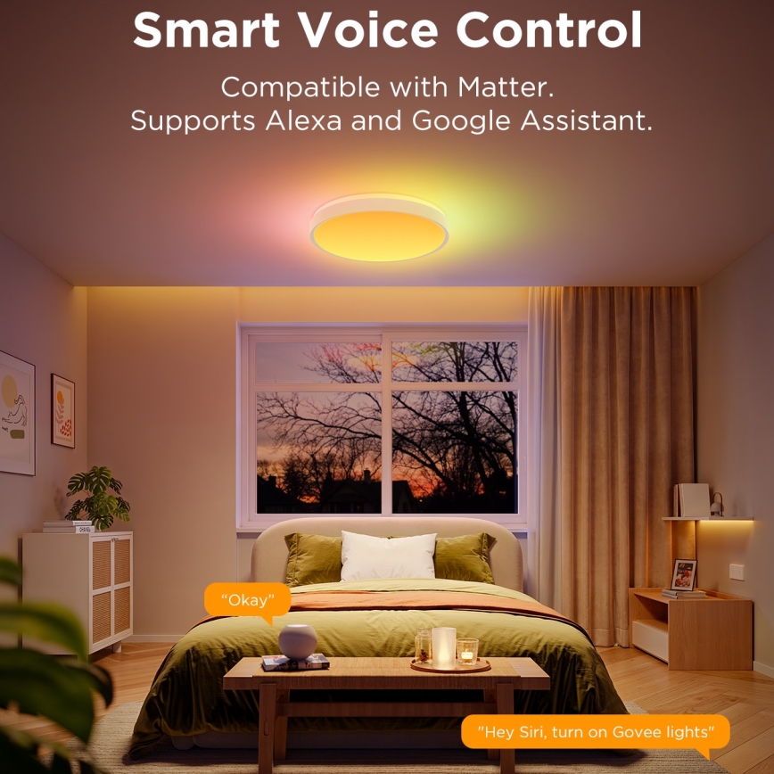 Govee - LED RGBIC Plafon ściemnialny LED/49W/230V 2700-6500K Wi-Fi
