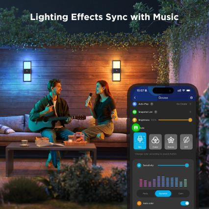 Govee - LED RGBIC Ściemnialny kinkiet zewnętrzny z czujnikiem ruchu LED/230V IP65 2700-6500K Wi-Fi