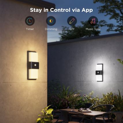 Govee - LED RGBIC Ściemnialny kinkiet zewnętrzny z czujnikiem ruchu LED/230V IP65 2700-6500K Wi-Fi