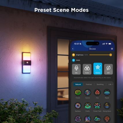 Govee - LED RGBIC Ściemnialny kinkiet zewnętrzny z czujnikiem ruchu LED/230V IP65 2700-6500K Wi-Fi