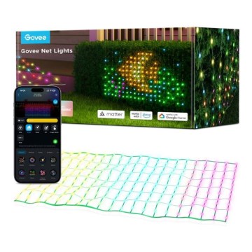 Govee - LED RGBIC Zewnętrzna siatka świetlna 143x85cm Wi-Fi Matter IP65
