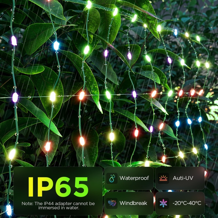 Govee - LED RGBIC Zewnętrzna siatka świetlna 143x85cm Wi-Fi Matter IP65