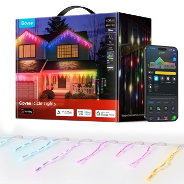 Govee - LED RGBIC Zewnętrzny łańcuch sopelków 10m Wi-Fi Matter IP65
