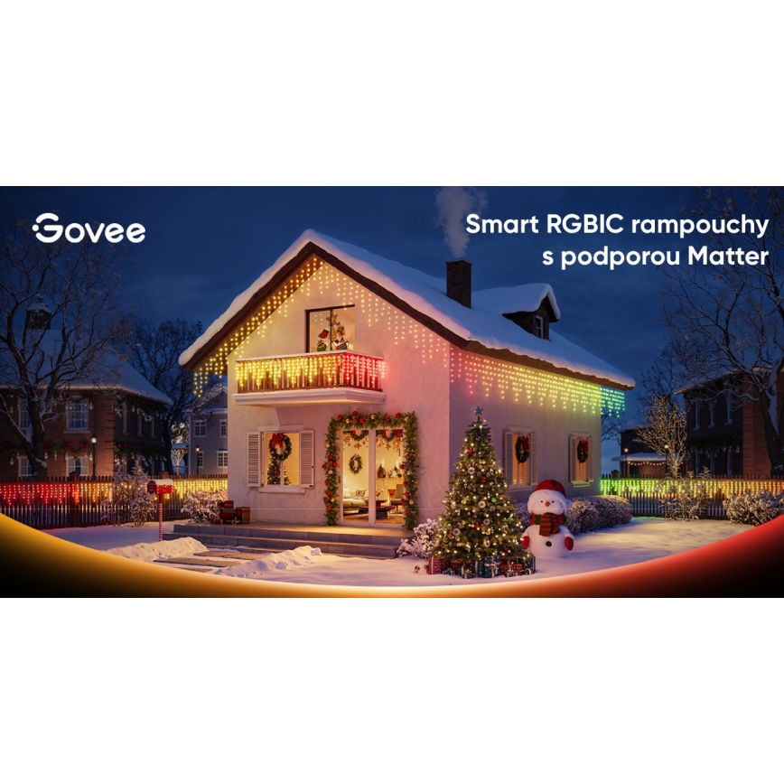 Govee - LED RGBIC Zewnętrzny łańcuch sopelków 10m Wi-Fi Matter IP65