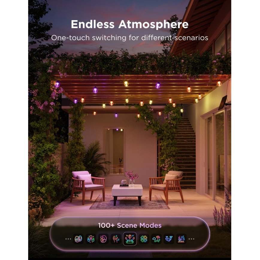 Govee - LED RGBICW Łańcuch solarny 8xLED/6W/5V Wi-Fi Matter IP67