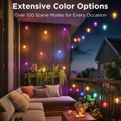 Govee - LED RGBICW Ściemnialny zewnętrzny ozdobny łańcuch LED/24W/230V IP67 2700-6500K Wi-Fi