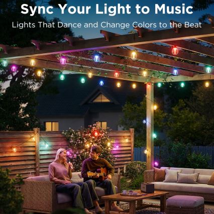 Govee - LED RGBICW Ściemnialny zewnętrzny ozdobny łańcuch LED/24W/230V IP67 2700-6500K Wi-Fi