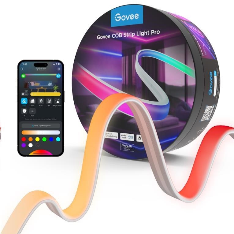 Govee - LED RGBICW Taśma ściemnialna COB 3780 diod 3m Wi-Fi Matter
