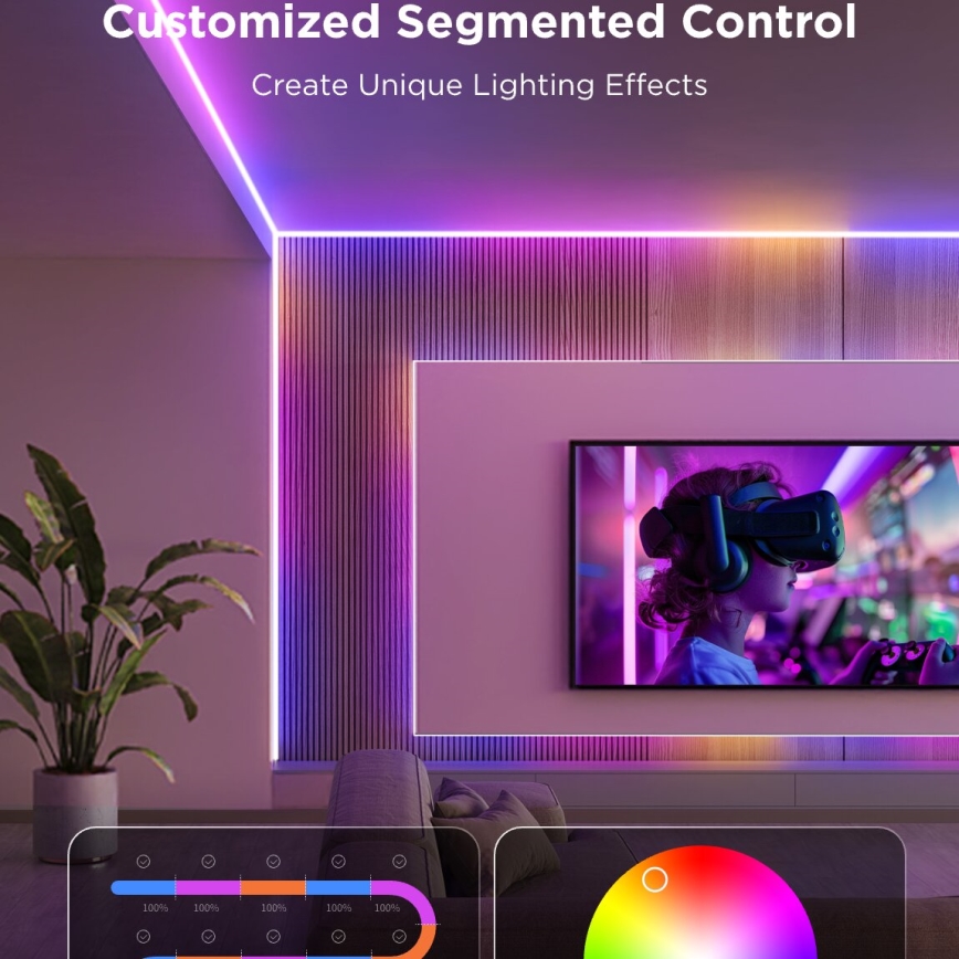Govee - LED RGBICW Taśma ściemnialna COB 3780 diod 3m Wi-Fi Matter
