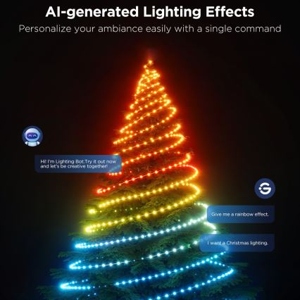 Govee - LED RGBICW Zewnętrzny łańcuch świąteczny 2700-6500K 20m Wi-Fi Matter IP66