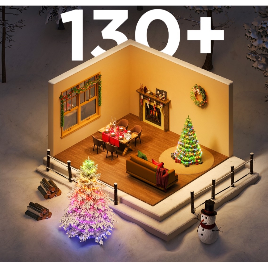 Govee - LED RGBICW Zewnętrzny łańcuch świąteczny 2700-6500K 20m Wi-Fi Matter IP66