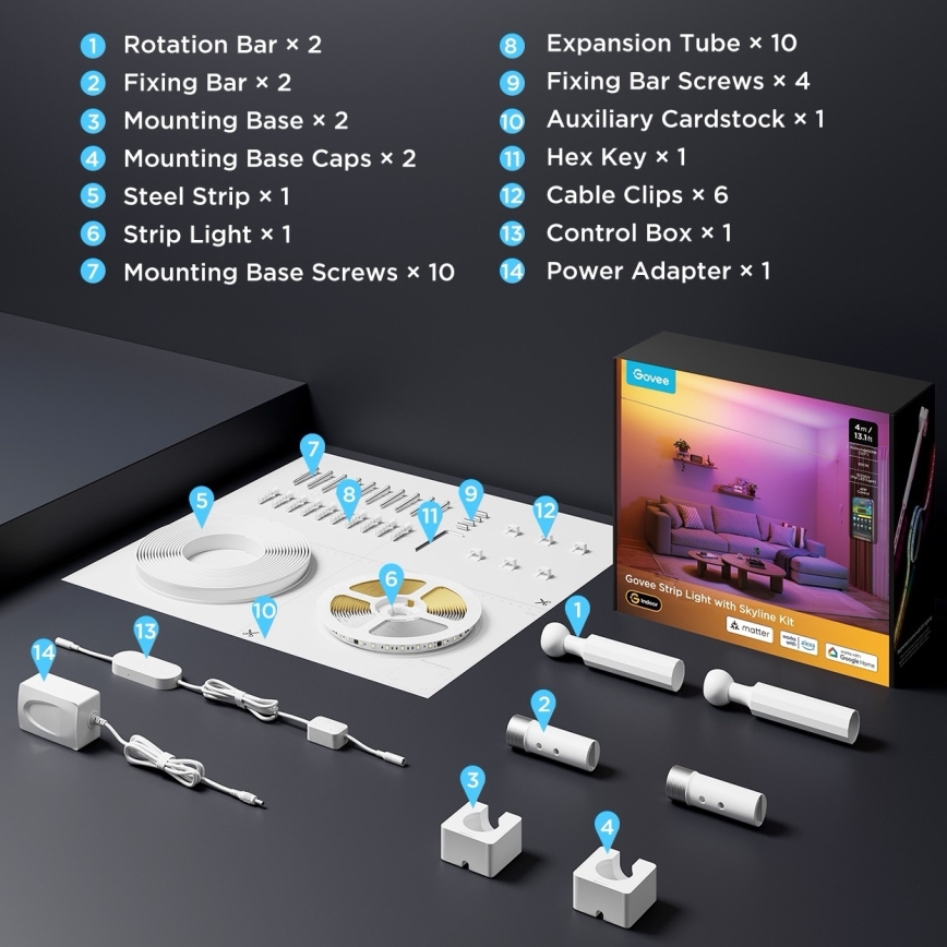 Govee - LED RGBICWW Podwieszana taśma LED/36W/24V 4m Skyline Matter Wi-Fi