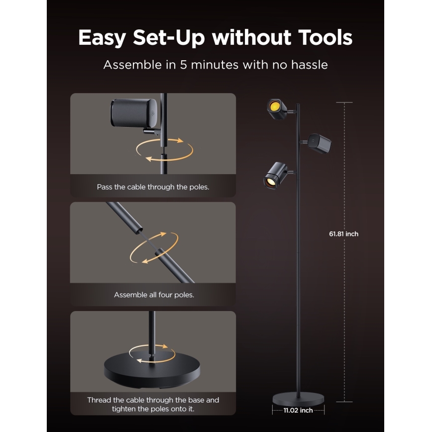 Govee - LED RGBICWW ściemnialna lampa stojąca TREE MATTER LED/48W/230V Wi-Fi