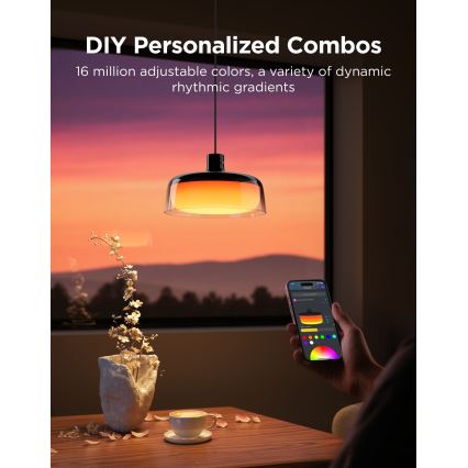 Govee - LED RGBICWW ściemnialna lampa wisząca na przewodzie LED/21W/230V Matter Wi-Fi