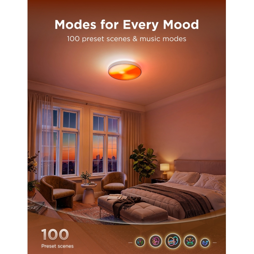Govee - LED RGBICWW ściemnialna lampa sufitowa LED/55W/230V Ø 53 cm Matter Wi-Fi
