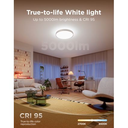 Govee - LED RGBICWW ściemnialna lampa sufitowa LED/55W/230V Ø 53 cm Matter Wi-Fi