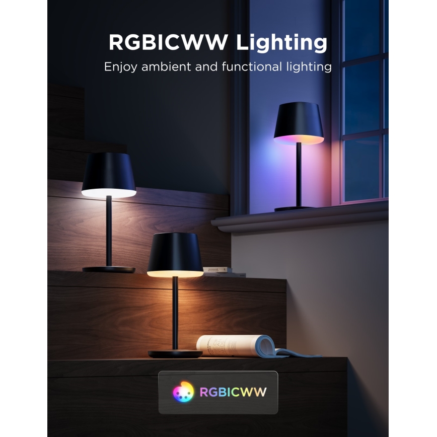 Govee - LED RGBICWW Ściemniana lampa stołowa CLASSIC MATTER LED/10W/5V 4800mAh Wi-Fi