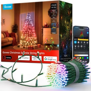 Govee - LED RGBWIC Zewnętrzny łańcuch świąteczny 2700-6500K 30m Wi-Fi Matter IP65