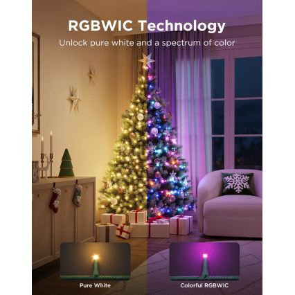Govee - LED RGBWIC Zewnętrzny łańcuch świąteczny 2700-6500K 30m Wi-Fi Matter IP65
