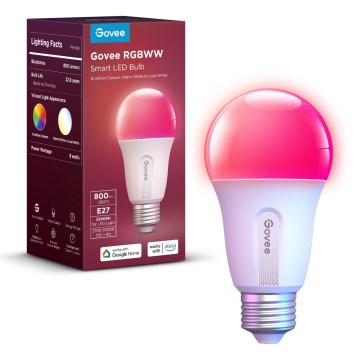 Govee - LED RGBWW Żarówka ściemnialna Smart E27/9W/230V 2700-6500K Wi-Fi
