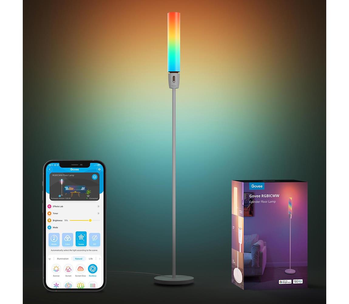 Govee - LED Ściemnialna lampa podłogowa CYLINDER SMART RGBICWW 2200-6500K