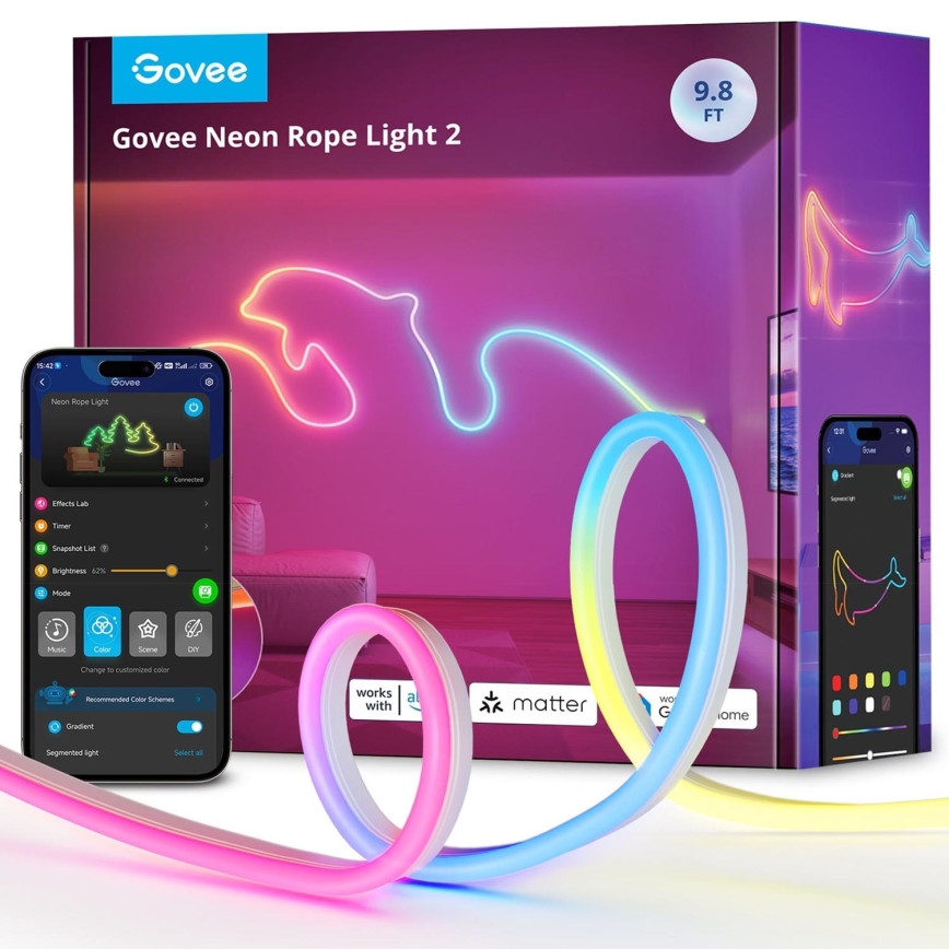 Govee - Neon 2 MATTER giętka taśma LED 3m RGBIC Wi-Fi