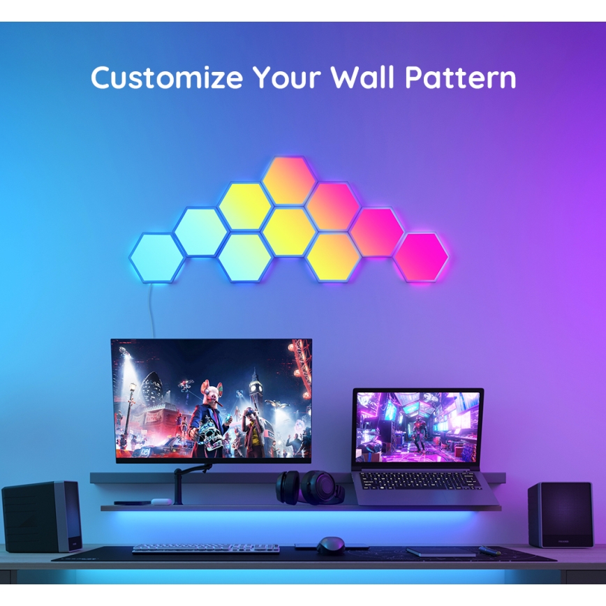 Govee - ZESTAW 10x LED RGB ściemnialny panel LED/36W/230V Wi-Fi