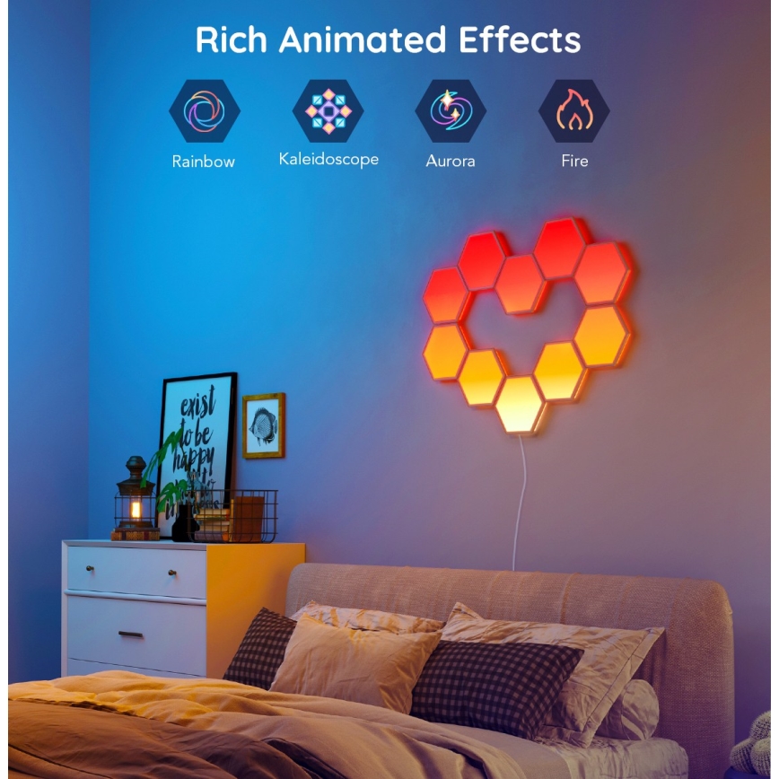 Govee - ZESTAW 10x LED RGB ściemnialny panel LED/36W/230V Wi-Fi